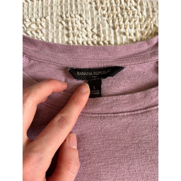 Banana Republic Slub Crew Neck Top Raglan Sleeve Pink Purple Pre-owned - Picture 4 of 8